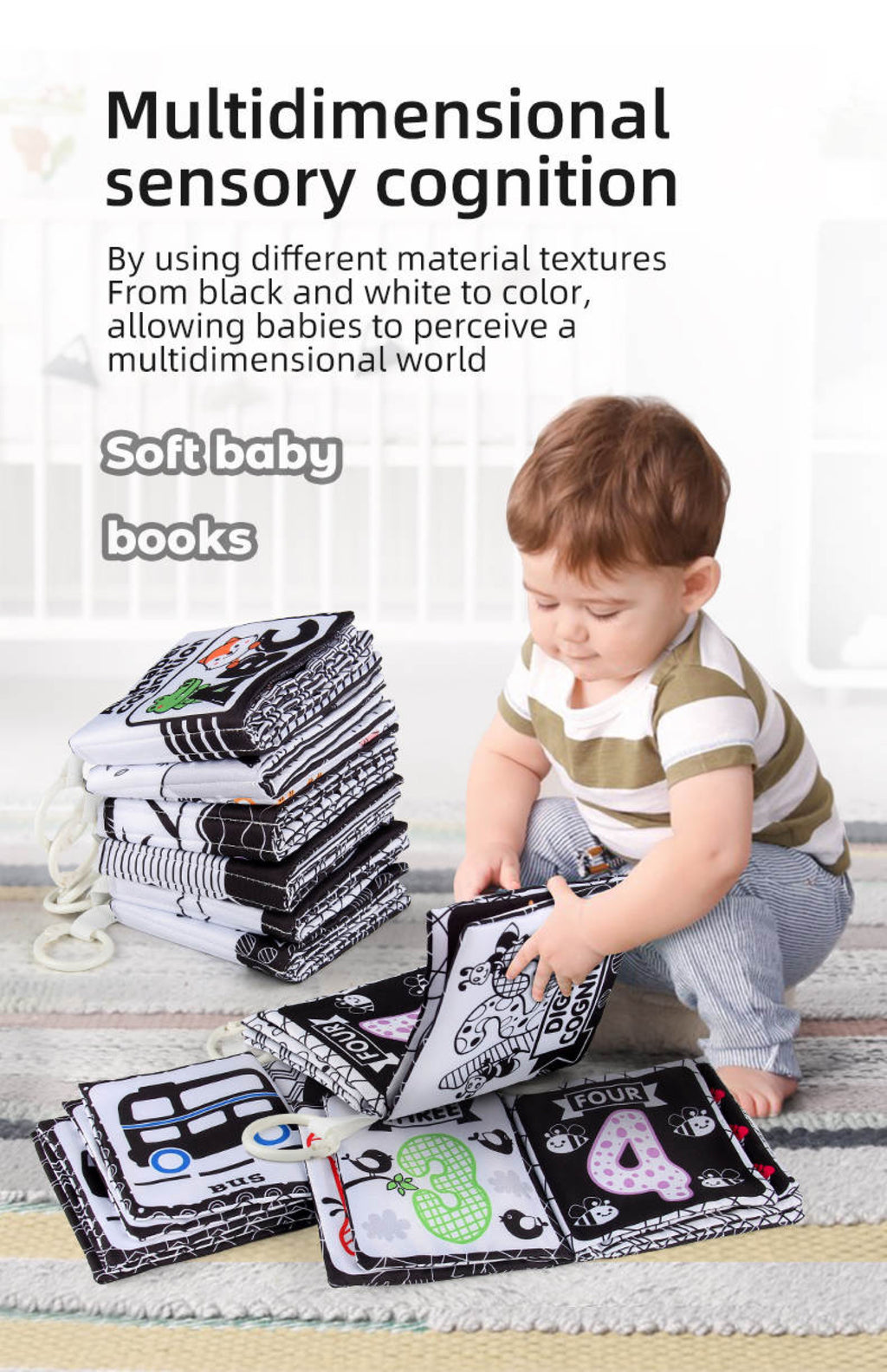 Black & White Montessori Baby Soft Book | Visual & Brain Development Toy (0–36 Months)