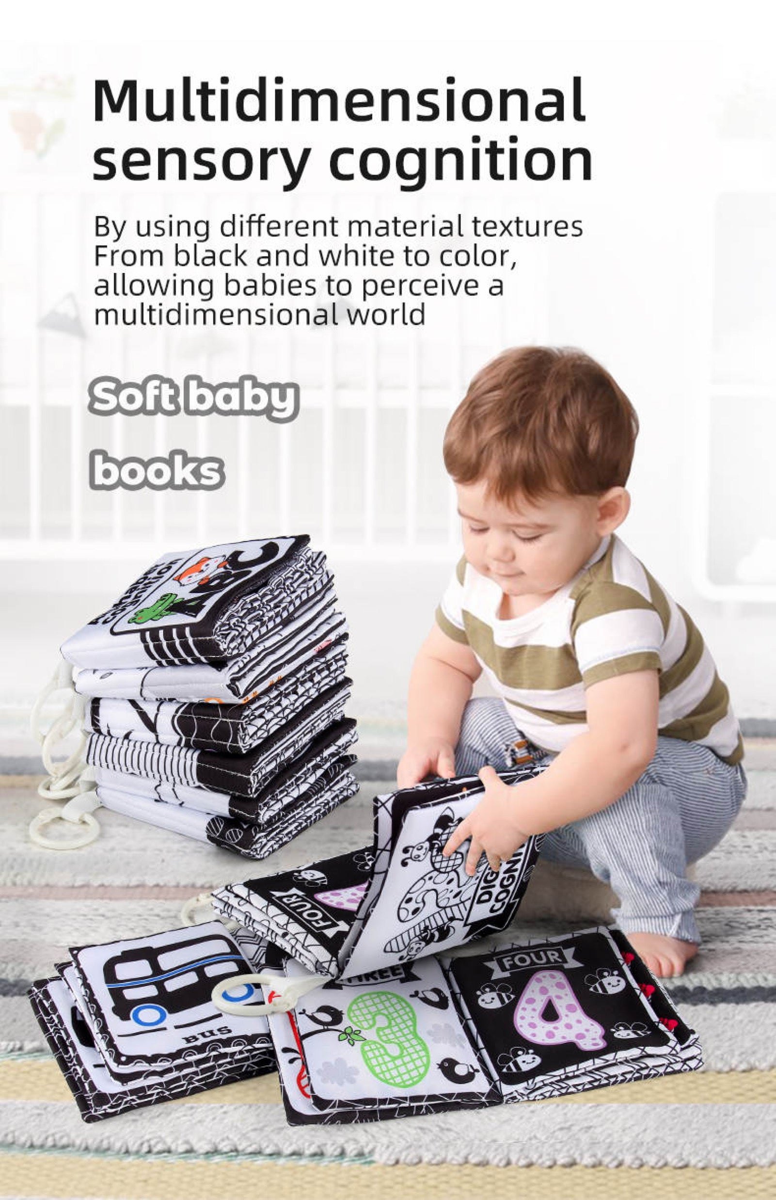Black & White Montessori Baby Soft Book | Visual & Brain Development Toy (0–36 Months)