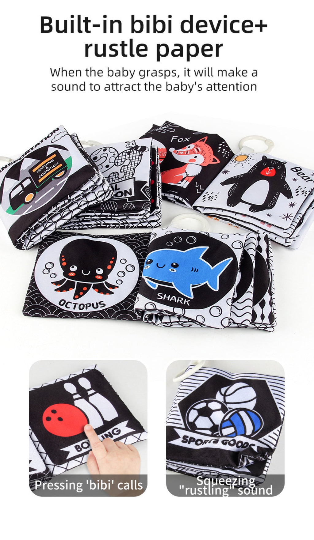 Black & White Montessori Baby Soft Book | Visual & Brain Development Toy (0–36 Months)