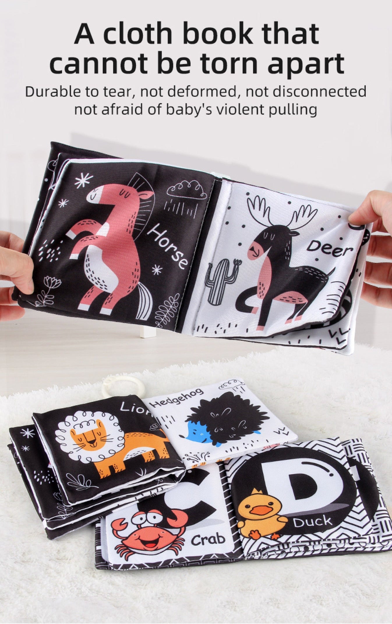 Black & White Montessori Baby Soft Book | Visual & Brain Development Toy (0–36 Months)