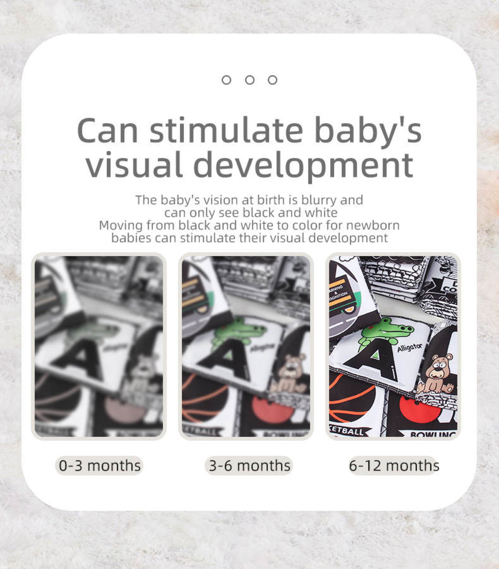 Black & White Montessori Baby Soft Book | Visual & Brain Development Toy (0–36 Months)