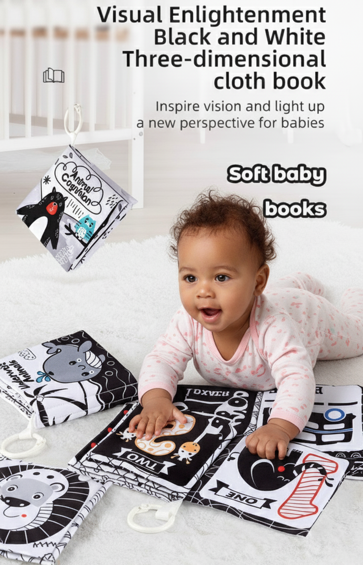 Black & White Montessori Baby Soft Book | Visual & Brain Development Toy (0–36 Months)